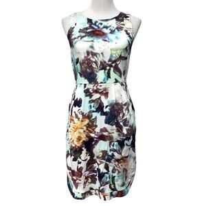 Weston Wear Pencil Dress Floral Watercolor Sleeveless Cotton Pockets Women's S